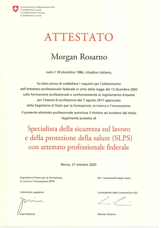 Attestato professionale federale di specialista SLPS